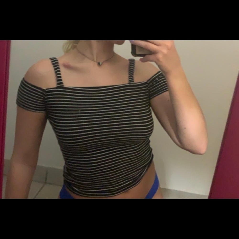 Striped off the shoulder tank top
